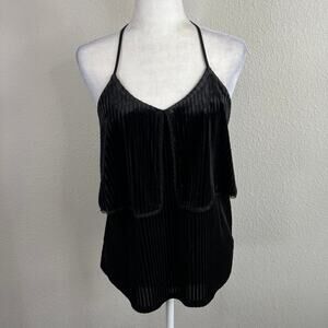 Ro & De Velvet Tank Top Women's S Black V-neck Popover Sleeveless Camisole